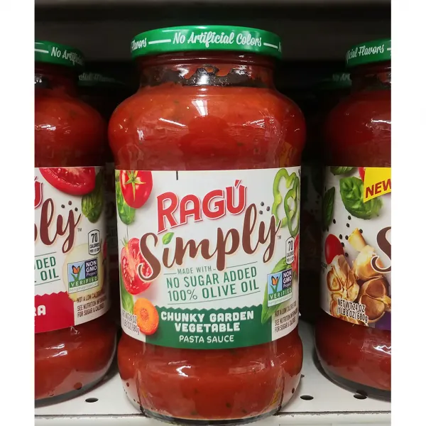 Ragu 라구 심플리 청키 가든 베지터블 파스타소스 x4팩 Simply Chunky Garden Vegetable Pasta Sauce 680g, 1개, 0g
