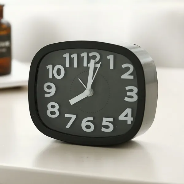 휴대용 학생 아이디어 기상 알람 여고생 귀여운 침실 테이블 시계 어린이 잠자는 게을러서 난리법석Z, 타원 검은색
