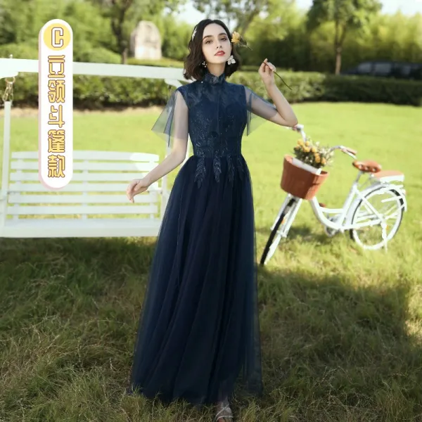 들러리 여름 선규단 단장 원피스 날씬해보이고 짙은 색 야회복 여자