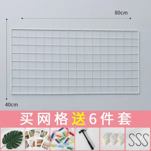 감성소품 벽걸이장식품 그물형 격자 사진걸이 인테리어, 40 * 80 화이트 + 6개세트