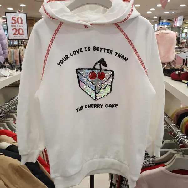  Nc불광점 셀덴 @@반짝반짝 스팽글이 있는 멋쟁이 후드 맨투맨 티셔츠~스팽글 롱 후드 맨투맨 Edmh20251