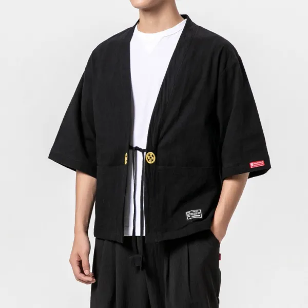 디비디비 빅사이즈여름가디건 차이나 면린넨 5부 소매 중국한복 청년 오버핏 클래식 도포 와이드 거사복