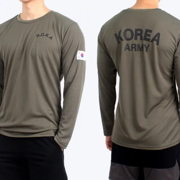군화와고무신 쿨링 ROKA 로카 긴팔티 카키 - 군인긴팔 로카티 긴팔 티셔츠