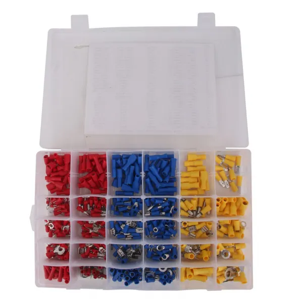 Stk480pcs 모듬 절연 된 전기 와이어 터미널 압착 커넥터 스페이드