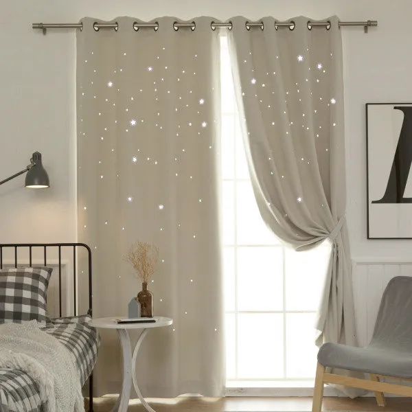  베스트홈패션 디망쉬스타 긴창 펀칭 암막커튼 1장 색상:y디망쉬스타 비스킷 