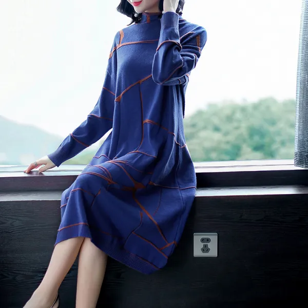 블랙바바 여성 루즈핏 목폴라 니트롱원피스a19092841