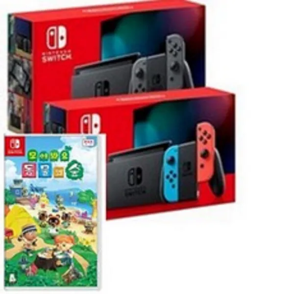 닌텐도 스위치 본체 네온 정발 신형 Had 새제품 + 동물의 숲 동물의숲