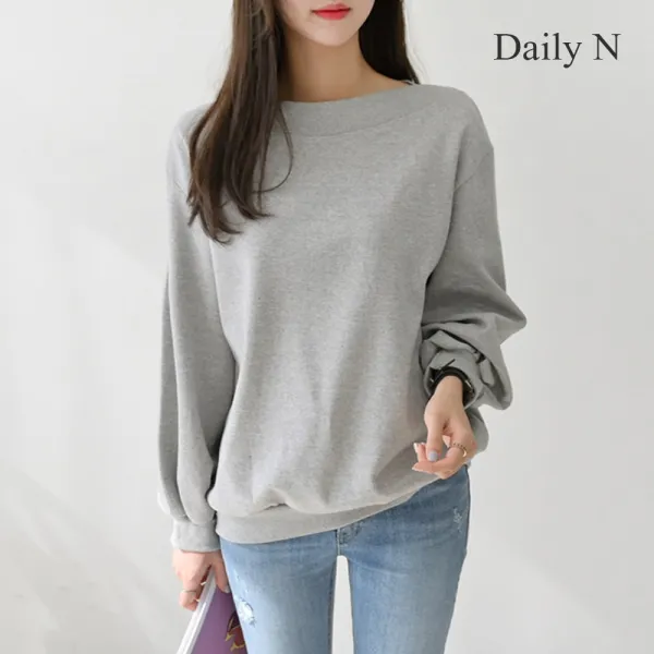 데일리앤 보트넥 여성 봄 루즈핏 무지 맨투맨