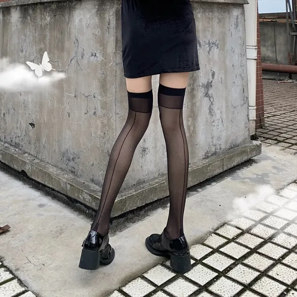 무생채 오버니삭스 니삭스 반스타킹 블랙 스타킹 페이크 삭스 여성 느낌 얇은 허벅