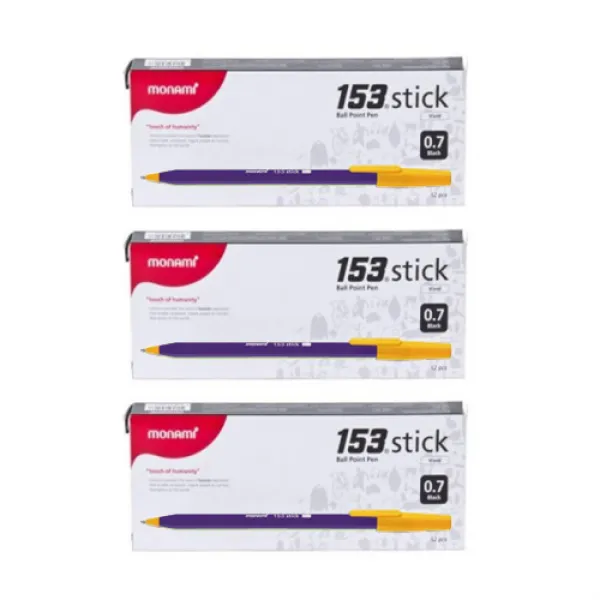 모나미 153 STICK Vivid 0.7 3DZ, Black:Violet축