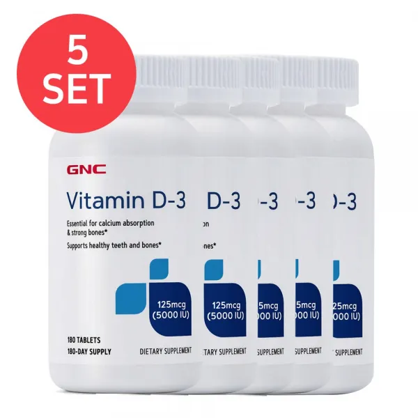 GNC [5개 SET] 비타민 D-3 5000IU 180정 (타블렛) Vitamin 5000 180tabs, 5개