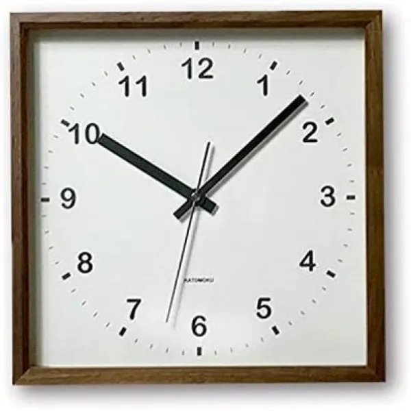 KATOMOKU muku square clock km-37BRC 나무 월넛 전파 시계 연속 초침, 단일상품
