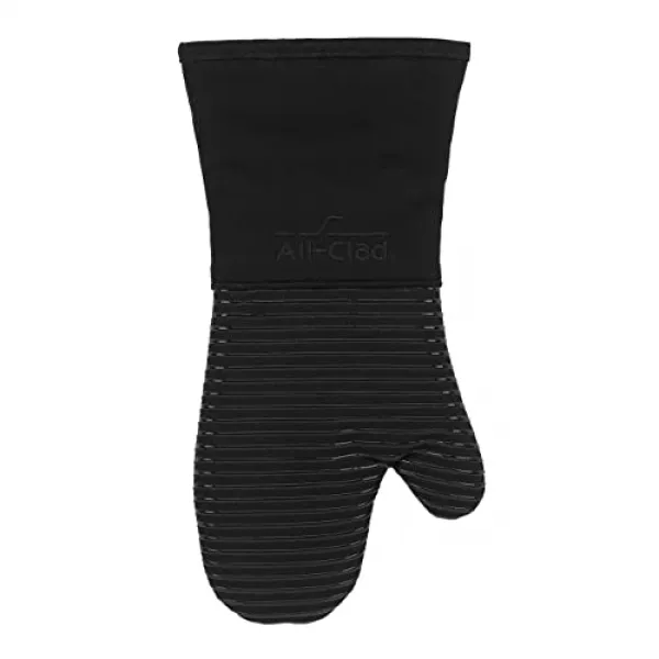 NMT 디럭스 내열 및 얼룩 방지 오븐 미트. 실리콘으로 처리 된 헤비급 100 [Black- 1 Pack] - P080600UABQZDU4, Black- 1 Pack
