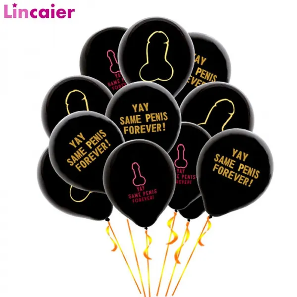 24pcs Yay 같은 남근 영원히 검은 풍선 독신 파티 장식 암탉 파티 신부 샤워 팀 신부 용품