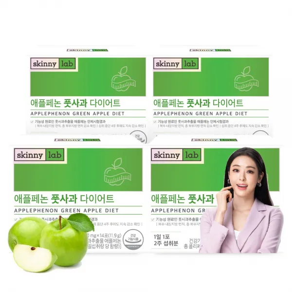풋사과 250배 농축 체지방감소 풋사과 추출물 애플페논 풋사과 다이어트 폴리페놀+스낵팝, 4박스