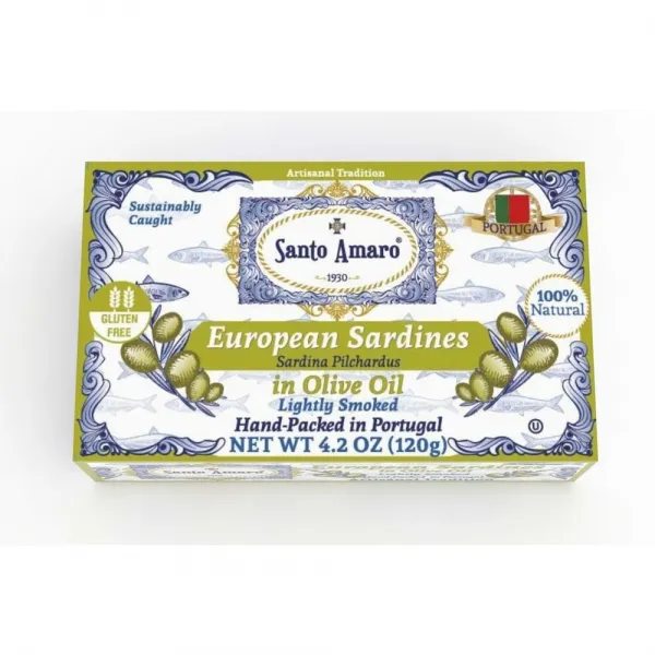 Santo Amaro 산토 아마로 유러피언 정어리 in 올리브오일 SANTO AMARO European Wild Sardines Olive Oil 120g 12팩