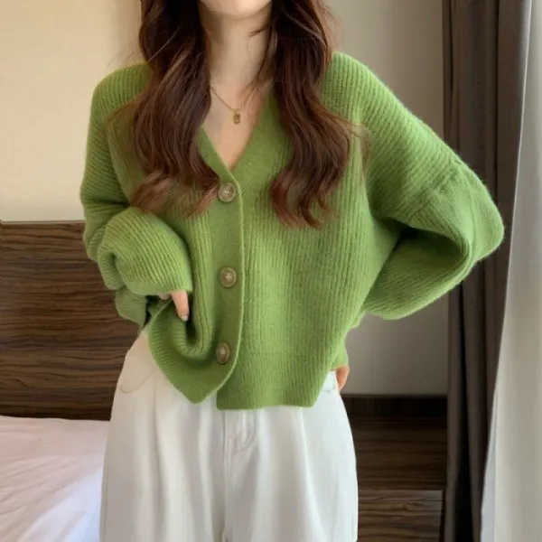 연두색 가디건 꽃자수 초록색 연보라 루즈핏 니트 크롭 민트색 부클 빅카라 하늘색 보석단추