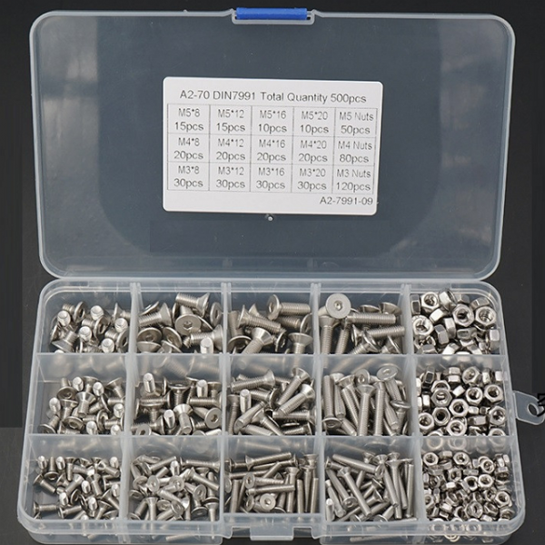 접시머리 볼트너트세트 500pcs 세트 M3 M4 M5 스텐 육각렌치볼트 너트