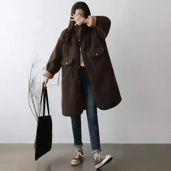 싱글버튼점퍼 1020671 OUTER 모직 울자켓 베이지 Beige 블랙 Black 밤색 Chestnut brown 아이보리