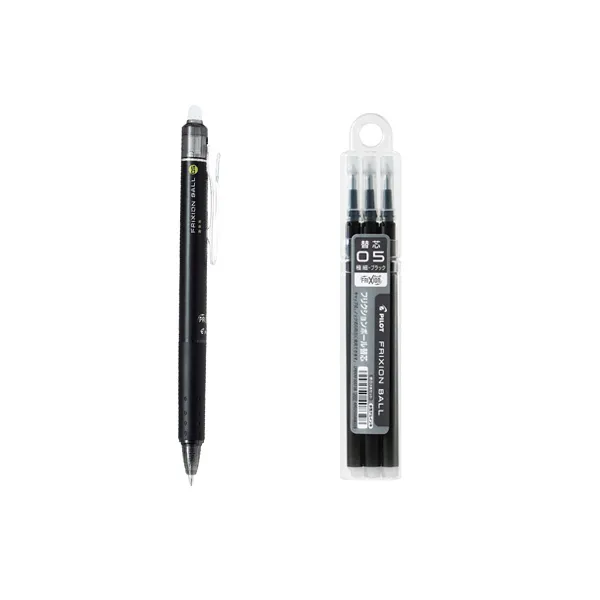파이롯트 프릭션 지워지는 볼펜 리필세트 0.5mm, 블랙, 1세트