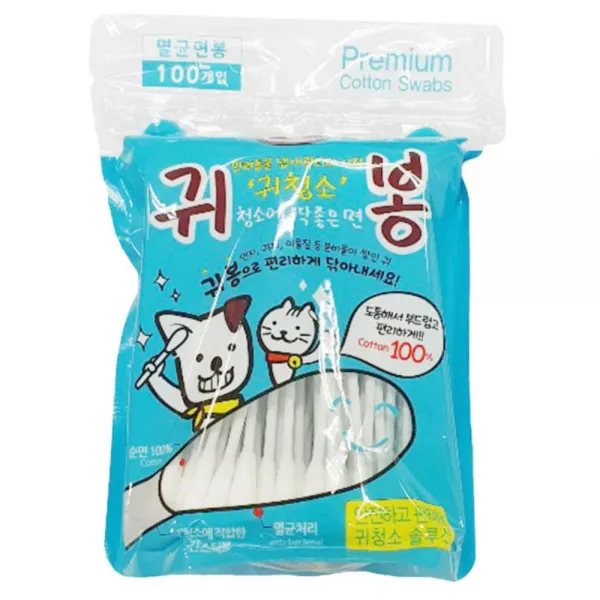강아지귀청소 분비물제거 긴면봉 100매 귀이개 반려견 귓속 반려묘 귀보호