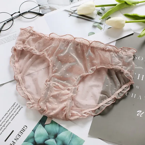 핫도트 망사 팬티 여성스러움 뒤쪽 힙 리본 귀여운 소녀 가방 힙 낮은허리 통통 핑크 M, 단일상품
