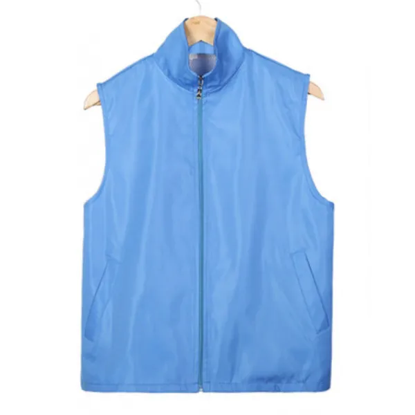 봉사자 문화 베스트 조끼 마트 작업복 스탠딩카라 정전기방지 속우수정백 인쇄 LOGO x2개