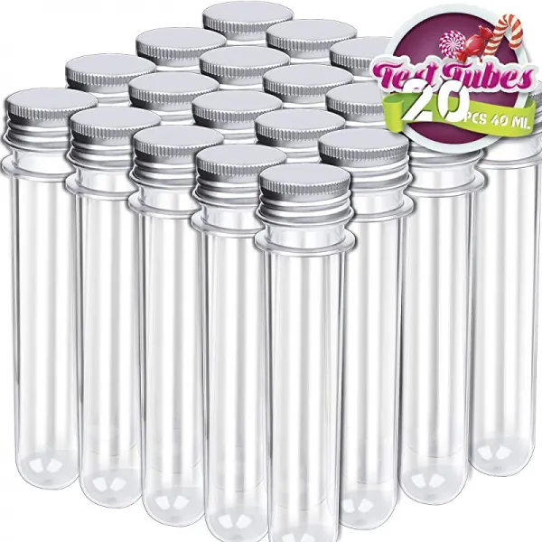베스트 공급자 20 팩 사이언스 파티 테스트 튜브 40ml 25x140mm 투명 플라스틱 테스트 튜브 검볼 캔디 튜브 목욕 소금 바이알 크리스마스 생일 선물, 상세페이지 참조