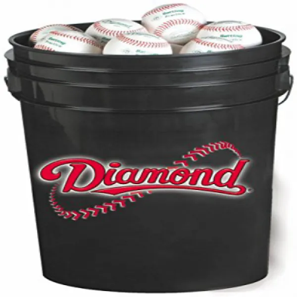 Diamond 6-Gallon Ball Bucket with 30 DOB Baseballs Black 30 DOB 야구를 가진 다이아몬드 6 갤런 볼 버킷 블랙, nullSET