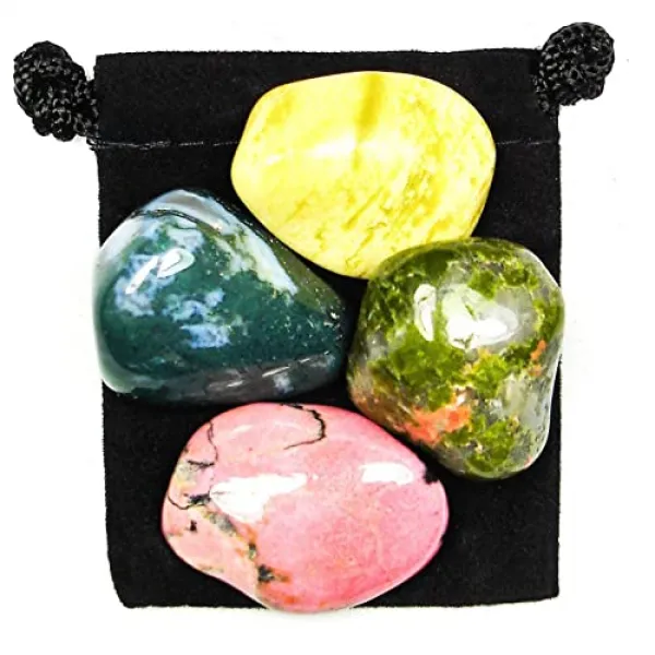 감정적 인 균형 텀블링 크리스탈 치유는 주머니 카드로 세트 이끼 마노 론 뱀 Unkite 본상품 본상품