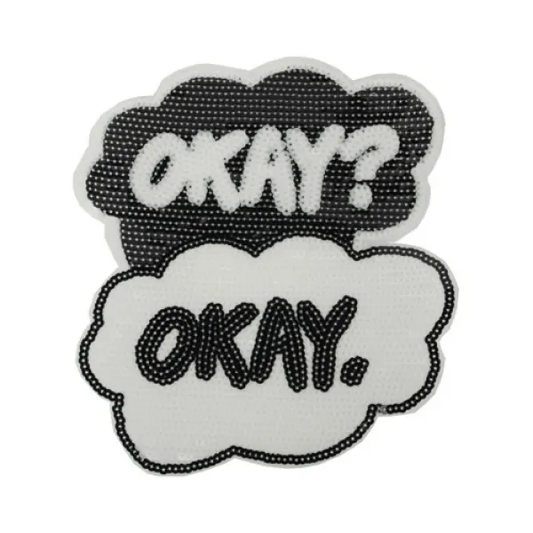감탄사심플 스팽글 OKAY 와펜 패치 마크단체