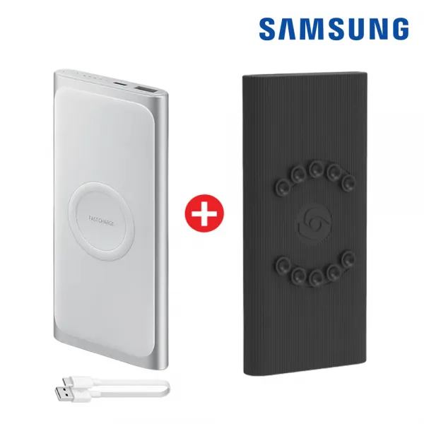 삼성전자 무선충전 10000mah C타입 보조배터리 세트 삼성 무선 10000mah 실버 +젤리케이스 블랙 