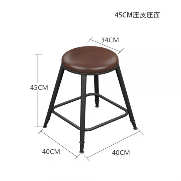 카페 아일랜드 미니멀 철제 홈바의자 인테리어, 45cm높이[쿠션]등받이없음