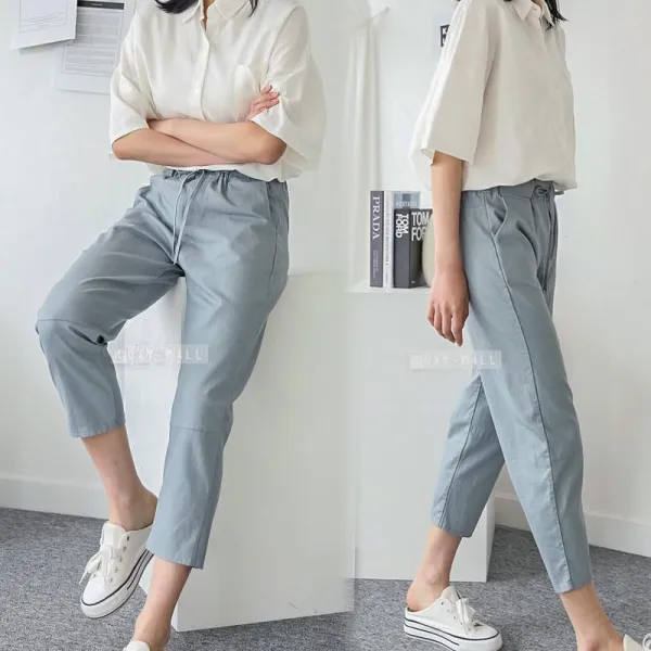 8014 면스판 밴딩 배기 바지 편한 팬츠 여성 봄여름