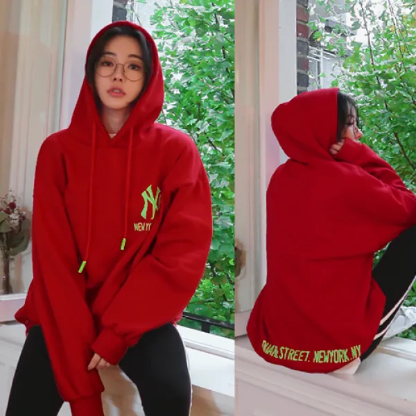 스위트바니 여성용 티셔츠 기모뉴요커박스롱후드