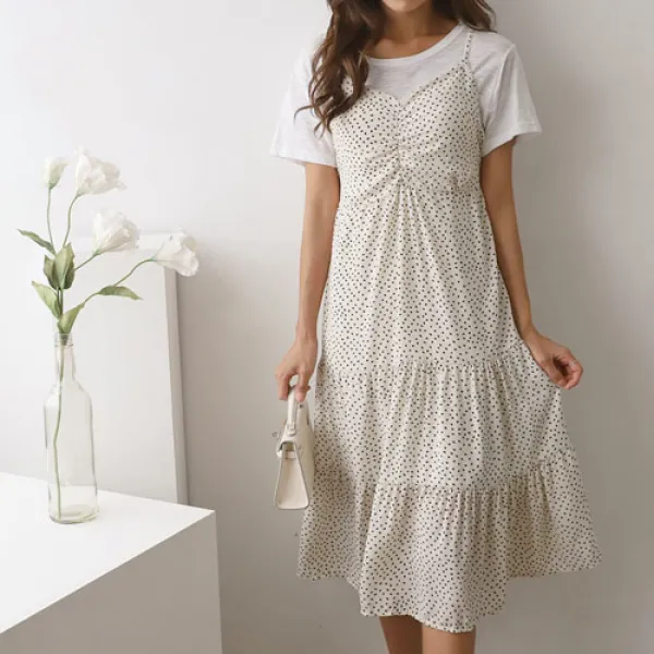  에디트샵 도트캉캉레이어드원피스