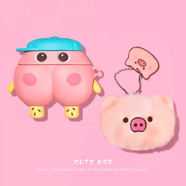 철갑 소보 에어포즈 프로 보호 에어포즈3 케이스 2세대 블루투스 무선 헤드폰 팟 충전 3세대 소프트 실리콘, AirPodspro3모자 뽀글이 피글