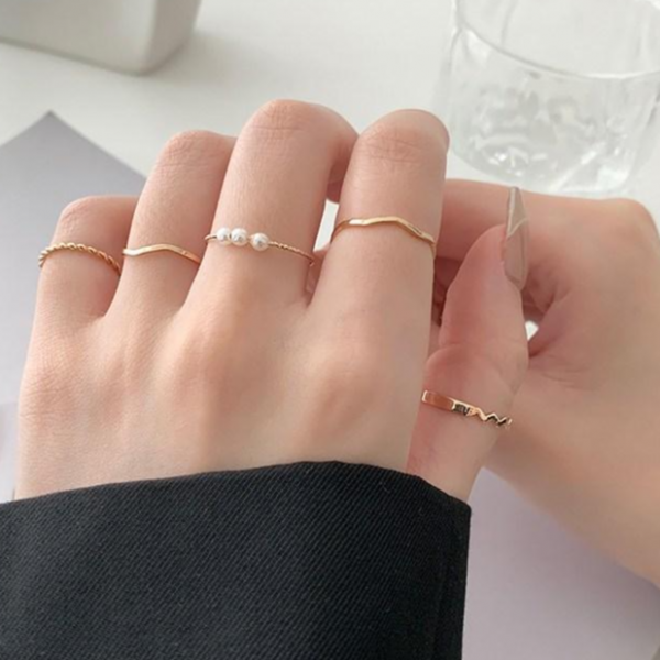 K Zone 14k 반지 여성 반지 유행하다 반지 5종 세트