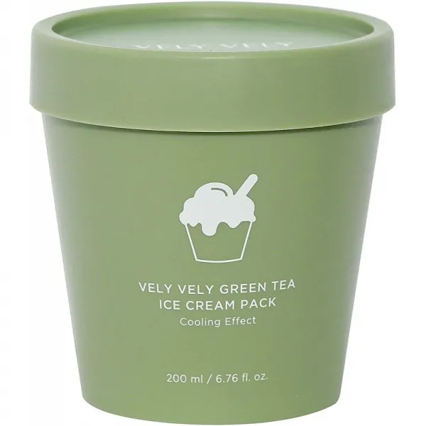 VELY VELY 그린 티 아이스크림 팩 - 머드 마스크 모공 극소화 해독제 냉각 효과 신선 및 방사 (200 ml, 1