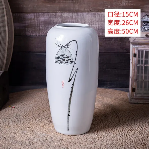 후리지아꽃병 체체화병 동양식 꽃꽃이 대형 화분 손으로 그린 연꽃 꼬투리 50cm