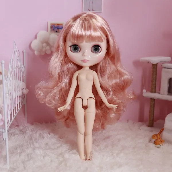 DBSBLYTHE 숏 봉제인형 화이트 피부 관절 나체 가 화장을 고치다 전용 여 옷을갈아입다, 오렌지색핑크오렌지색핑크숏봉제누드_9적수조