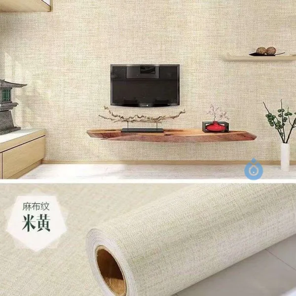 벽지 벽 취재 수직 패턴 어두운 패턴 두꺼운 방수 벽지 자체 접착 침실 린넨 벽지 거실 단색 배경 벽 벽지 01 베이지 색 린넨 폭 60cm 5m 두꺼워 진 버전 