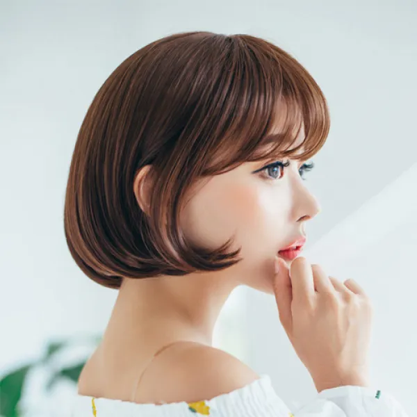 에스홀릭 여자 통가발 슬림핏 단발 러브러브C컬, 1개, 내츄럴브라운