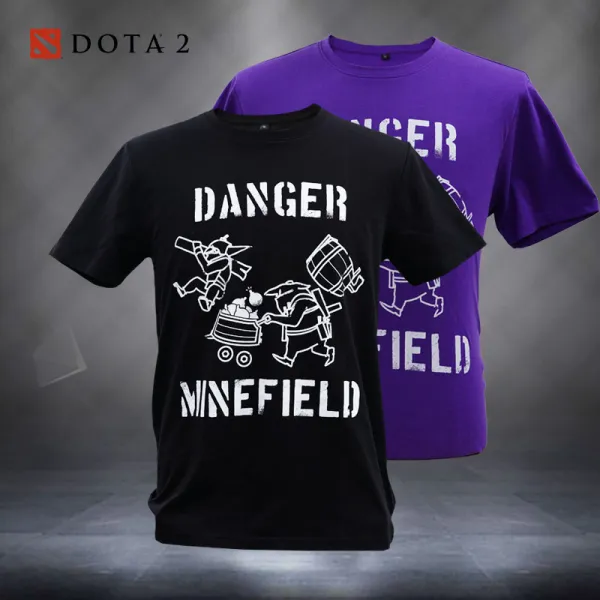 DOTA2 조심 지뢰 매설 엔지니어 폭탄 테러범 반팔맨 여성 커플 타입 VALVE, 자색 XL