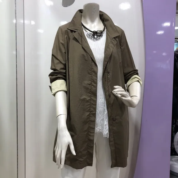 아르테 여성 여름 소매 배색 트렌치코트