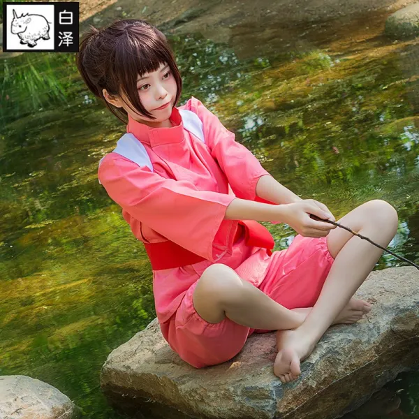 에이치엠글로벌 화이트 사와카미 카네 소녀 기노 지히로 풀 고니와 치히로 COSPLAY 하녀복 기모노 고용인