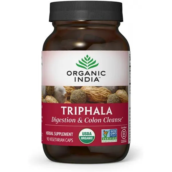 Organic India Triphala Herbal Supplement- 및 결장 지원 체계 지원 Adaptogen 소 밀도 비건 글, 단일상품, 단일상품