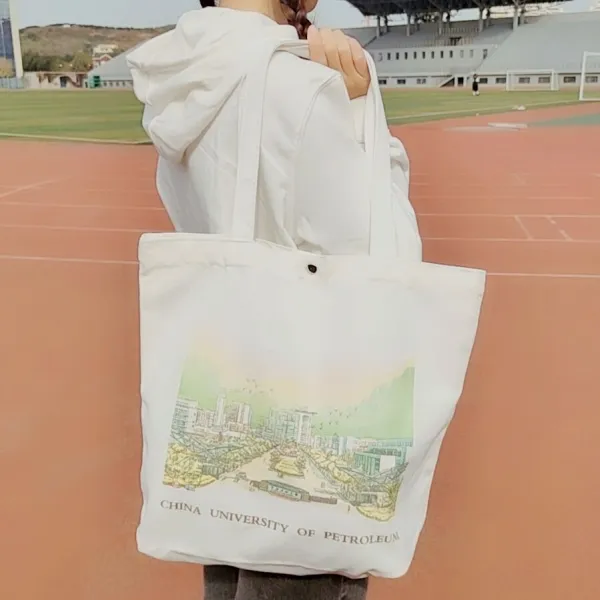 캔버스숄더백 진실하고 진실하다 차이나 석유대학 화동 기념품 점석대 페인팅 캔버스천 주머니 2155895787