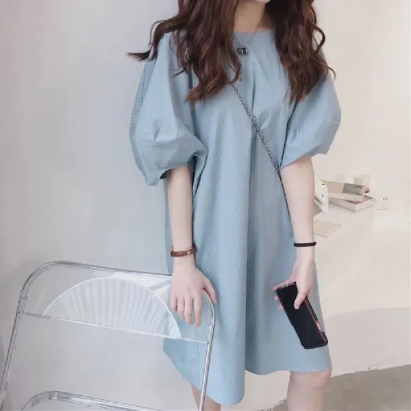 썸머룩원피스 여름 러블리블 티 잠시 쉬다 동화 바람 데이트 숏 블루 스윗 여성 3548030285, 스카이블루 프리 (일반핏 판 )