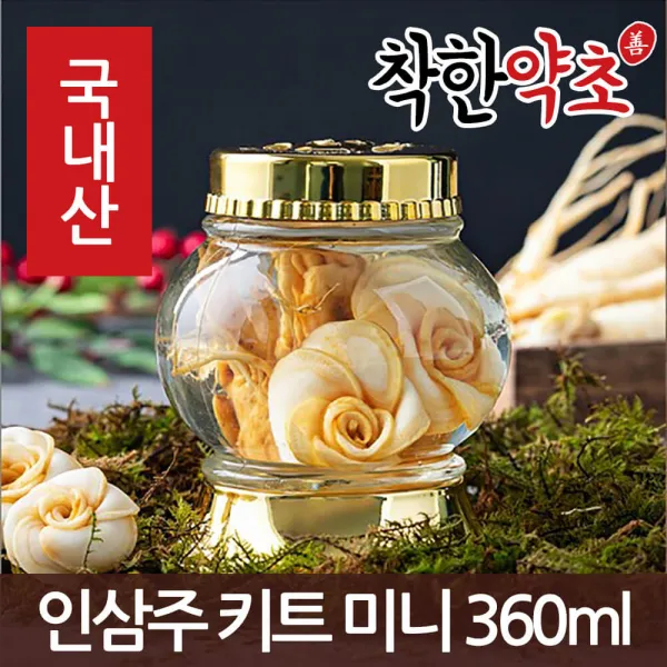 착한약초 금산 인삼 50종 수삼 삼계용 인삼주키트 선물세트, 1개, 1ICB_인삼주 키트 미니 360ml